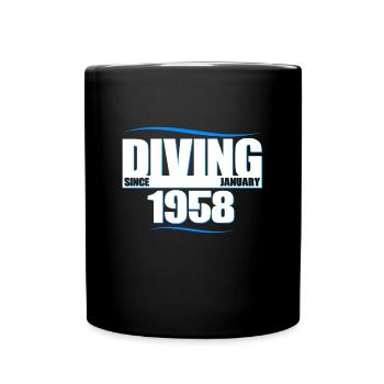 Taucher Geburtstag - Diving since January 1958 - Tasse einfarbig - Schwarz - Vorne