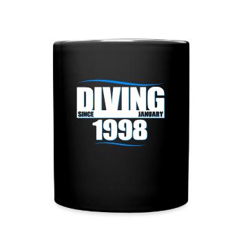 Taucher Geburtstag - Diving since January 1998 - Tasse einfarbig - Schwarz - Vorne