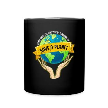 Save A Planet Nature Lover Environmentalist - Full Colour Mug - black - Front