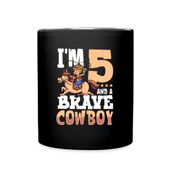 I'm 5 - Boy Cowboy - Full Colour Mug - black - Front