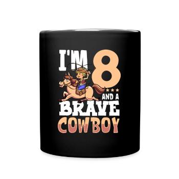 I'm 8 - Boy Cowboy - Full Colour Mug - black - Front