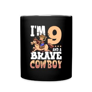 I'm 9 - Boy Cowboy - Full Colour Mug - black - Front