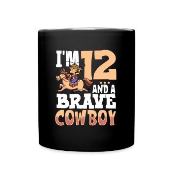 Ich bin 12 - Jungen Cowboy - Tasse einfarbig - Schwarz - Vorne