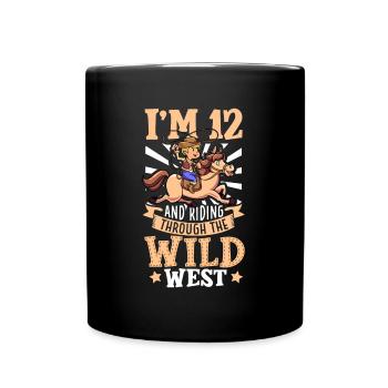 Ich bin 12 - Jungen Cowboy - Tasse einfarbig - Schwarz - Vorne
