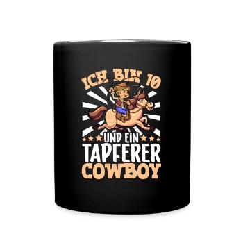 Ich bin 10 - Jungen Cowboy - Tasse einfarbig - Schwarz - Vorne