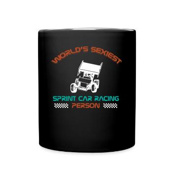 Sprint car races, sprint cars, dirt track races - Full Colour Mug - black - Front