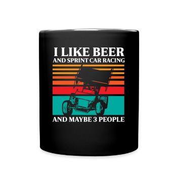 Sprint car races, sprint cars, dirt track races - Full Colour Mug - black - Front