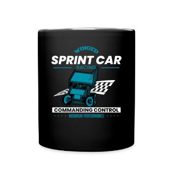 Sprint car races, sprint cars, dirt track races - Full Colour Mug - black - Front
