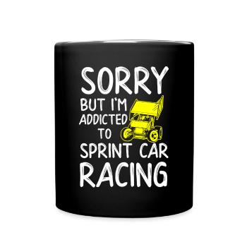Sprint car races, sprint cars, dirt track races - Full Colour Mug - black - Front