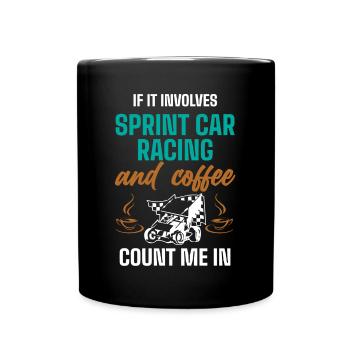 Sprint car races, sprint cars, dirt track races - Full Colour Mug - black - Front