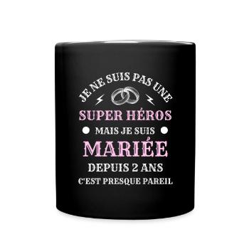 2 ans de mariage femme humour mariée idée cadeau - Mug uni - noir - Devant