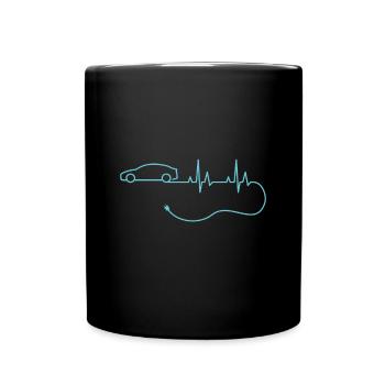 EV heartbeat electric car without emissions e-car - Full Colour Mug - black - Front