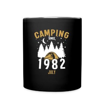 Date de naissance : Camping depuis juillet 1982 Camping - Mug uni - noir - Devant