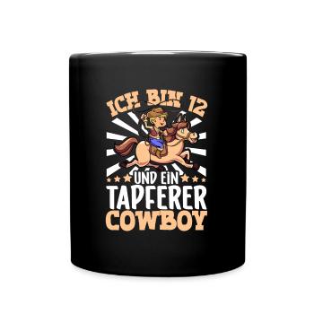 Ich bin 12 - Jungen Cowboy - Tasse einfarbig - Schwarz - Vorne