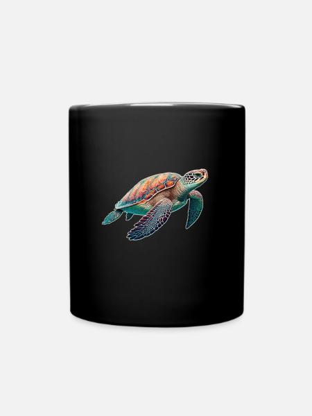 Tortue - Tortue - Plongée - Mer - Mug uni - noir