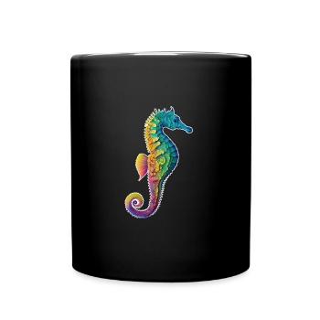 Buntes Seepferdchen - Unterwasser - Tauchen - Aqua - Tasse einfarbig - Schwarz - Vorne