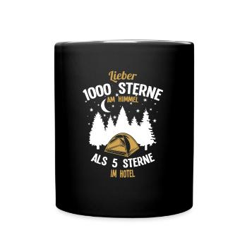 1000 Sterne Camping für Outdoor, Zelt Enthusiasten - Tasse einfarbig - Schwarz - Vorne