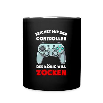 Zocken Konsole Reichet mir den Controller Gamer - Tasse einfarbig - Schwarz - Vorne