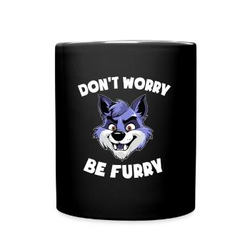 Furry Design - Don’t Worry be Furry - Wolf - Tasse einfarbig - Schwarz - Vorne