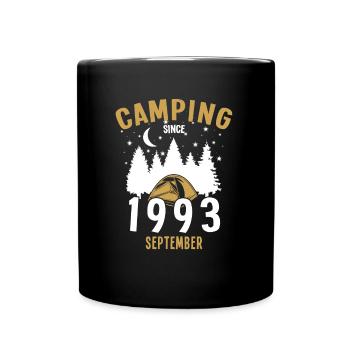 Date de naissance : Camping depuis septembre 1993 Zelten - Mug uni - noir - Devant