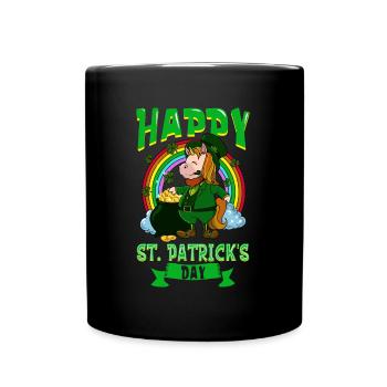 St Patrick's Unicorn - Happy St Patrick's Day - Full Colour Mug - black - Front