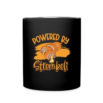 Powered by Stromboli - Tasse einfarbig - Schwarz - Vorne