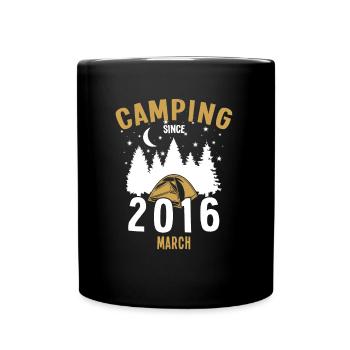 Anniversaire: Camping depuis mars 2016 Zelten - Mug uni - noir - Devant