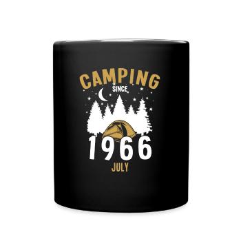 Geburtstag: Camping seit Juli 1966 Zelten - Tasse einfarbig - Schwarz - Vorne