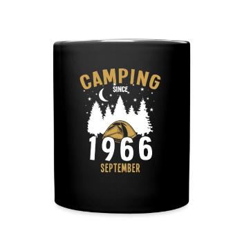 Geburtstag: Camping seit September 1966 Zelten - Tasse einfarbig - Schwarz - Vorne