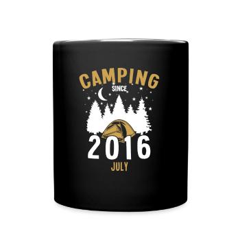 Anniversaire: Camping depuis juillet 2016 Zelten - Mug uni - noir - Devant