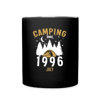 Birthday: Camping since July 1996 Zelten - Full Colour Mug - black - Front