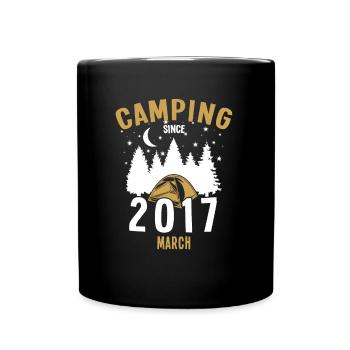 Anniversaire: Camping depuis mars 2017 Zelten - Mug uni - noir - Devant