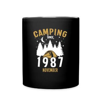 Date de naissance : Camping depuis novembre 1987 Camping - Mug uni - noir - Devant