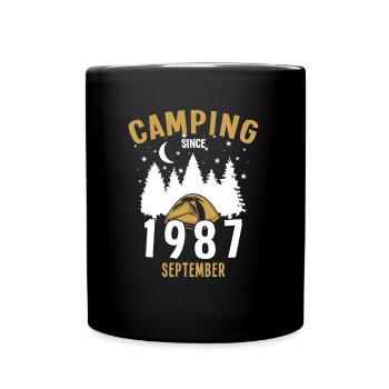 Date de naissance : Camping depuis septembre 1987 Camping - Mug uni - noir - Devant