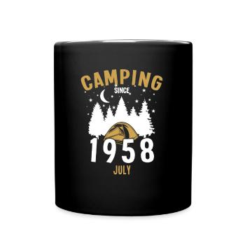 Birthday: Camping since July 1958 Zelten - Full Colour Mug - black - Front