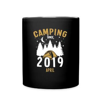 Geburtstag: Camping seit April 2019 Zelten - Tasse einfarbig - Schwarz - Vorne
