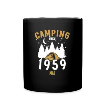 Geburtstag: Camping seit Mai 1959 Zelten - Tasse einfarbig - Schwarz - Vorne