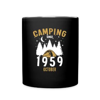 Geburtstag: Camping seit Oktober 1959 Zelten - Tasse einfarbig - Schwarz - Vorne