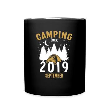 Geburtstag: Camping seit September 2019 Zelten - Tasse einfarbig - Schwarz - Vorne