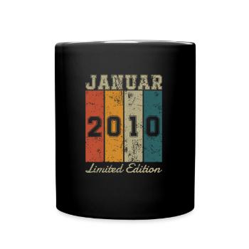 Geburtstag: Januar 2010 - Limited Edition Retro - Tasse einfarbig - Schwarz - Vorne