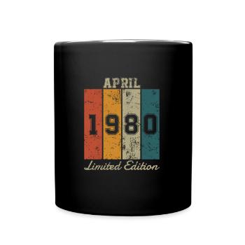 Date de naissance : Avril 1980 - Edition Limitée Rétro - Mug uni - noir - Devant