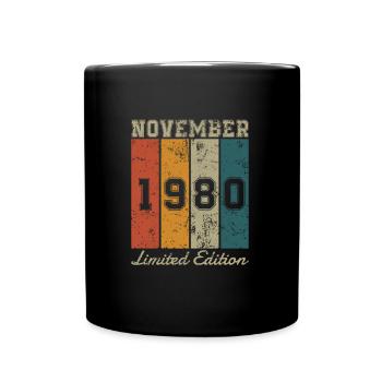 Date de naissance : Novembre 1980 - Edition Limitée Rétro - Mug uni - noir - Devant
