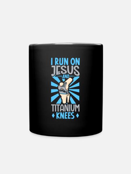 I'm running with Jesus and my Titan knees - Full Colour Mug - black