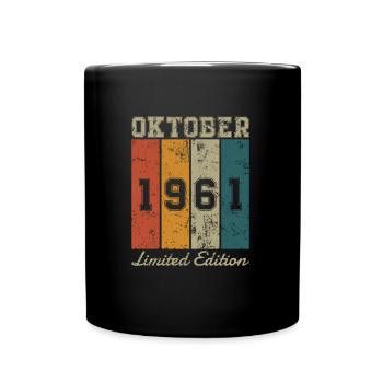 Date de naissance : Octobre 1961 - Edition Limitée Rétro - Mug uni - noir - Devant