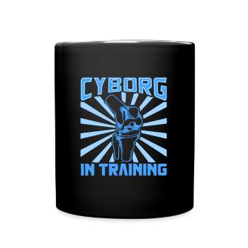 Cyborg in training - knee prosthesis - Full Colour Mug - black - Front