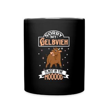 Not in the mood - Gelbvieh - Tasse einfarbig - Schwarz - Vorne
