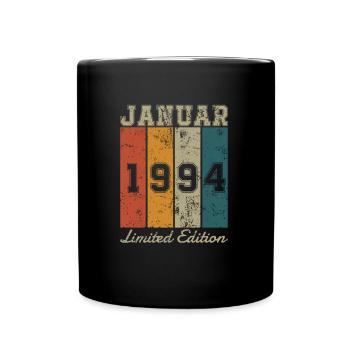 Geburtstag: Januar 1994 - Limited Edition Retro - Tasse einfarbig - Schwarz - Vorne