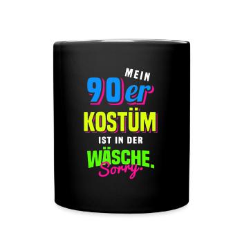 90er Jahre Mottoparty 1990er Neunziger Kostüm - Tasse einfarbig - Schwarz - Vorne