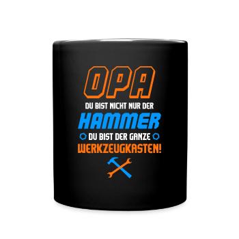 Opa Nicht Nur Der Hammer Sondern Werkzeugkasten - Tasse einfarbig - Schwarz - Vorne
