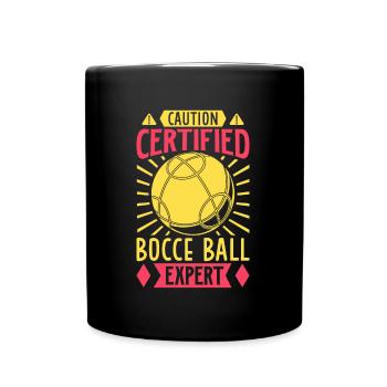 Caution Certified Bocce Ball Expert - Boccia - Full Colour Mug - black - Front